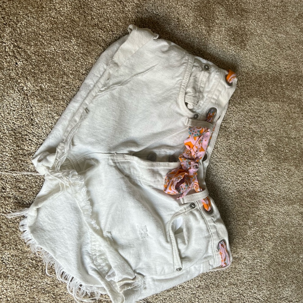 Free People White Denim Shorts
